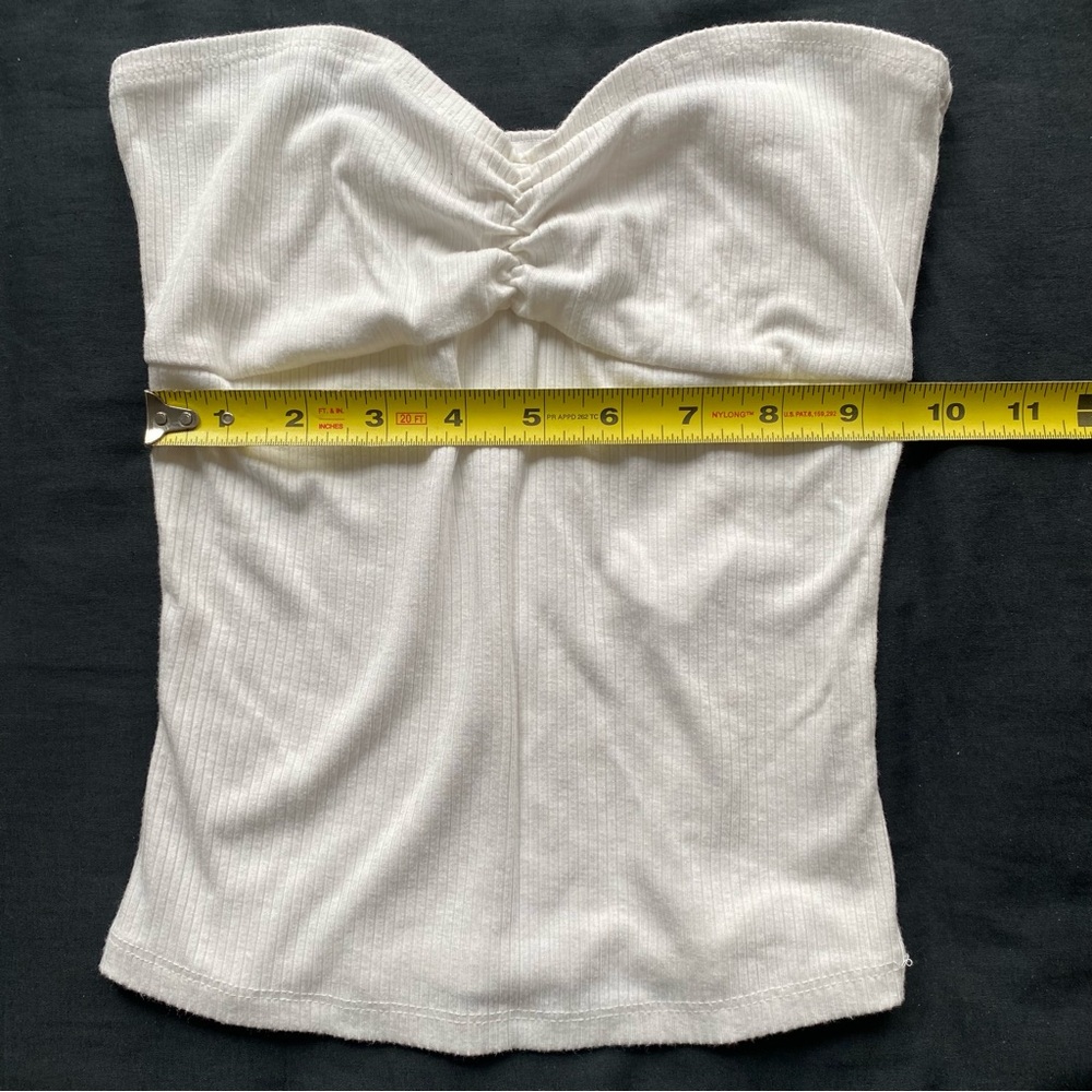 BDG White Strapless Ruched Ribbed Tube Top - Picture 5 of 5